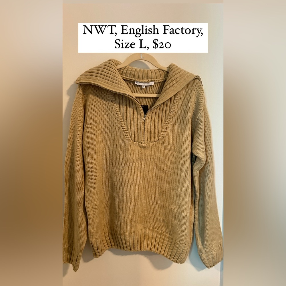 Cream knit quarter zip sweater